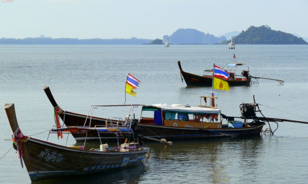 Small traditional fishing boats in Thailand.