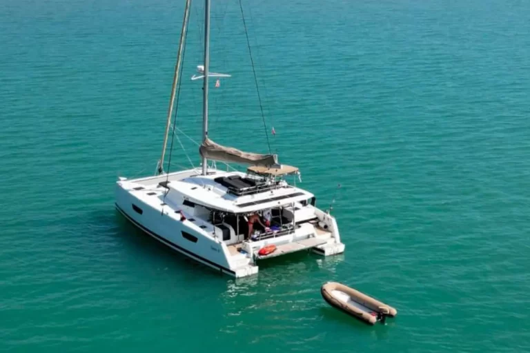 Discover "Ecstasy" – The stunning new Saona 47 catamaran available for charter in Phuket